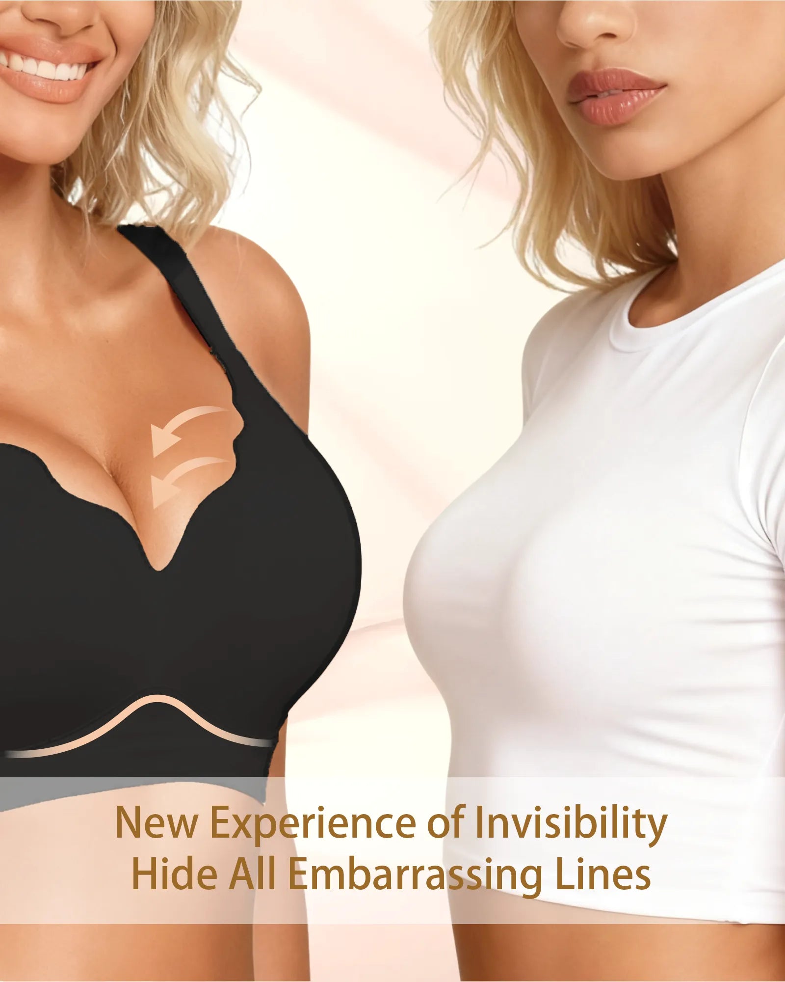 V Neck Scalloped Wireless Bra