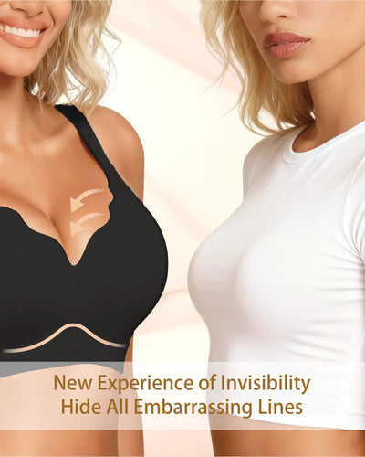 V Neck Scalloped Wireless Bra