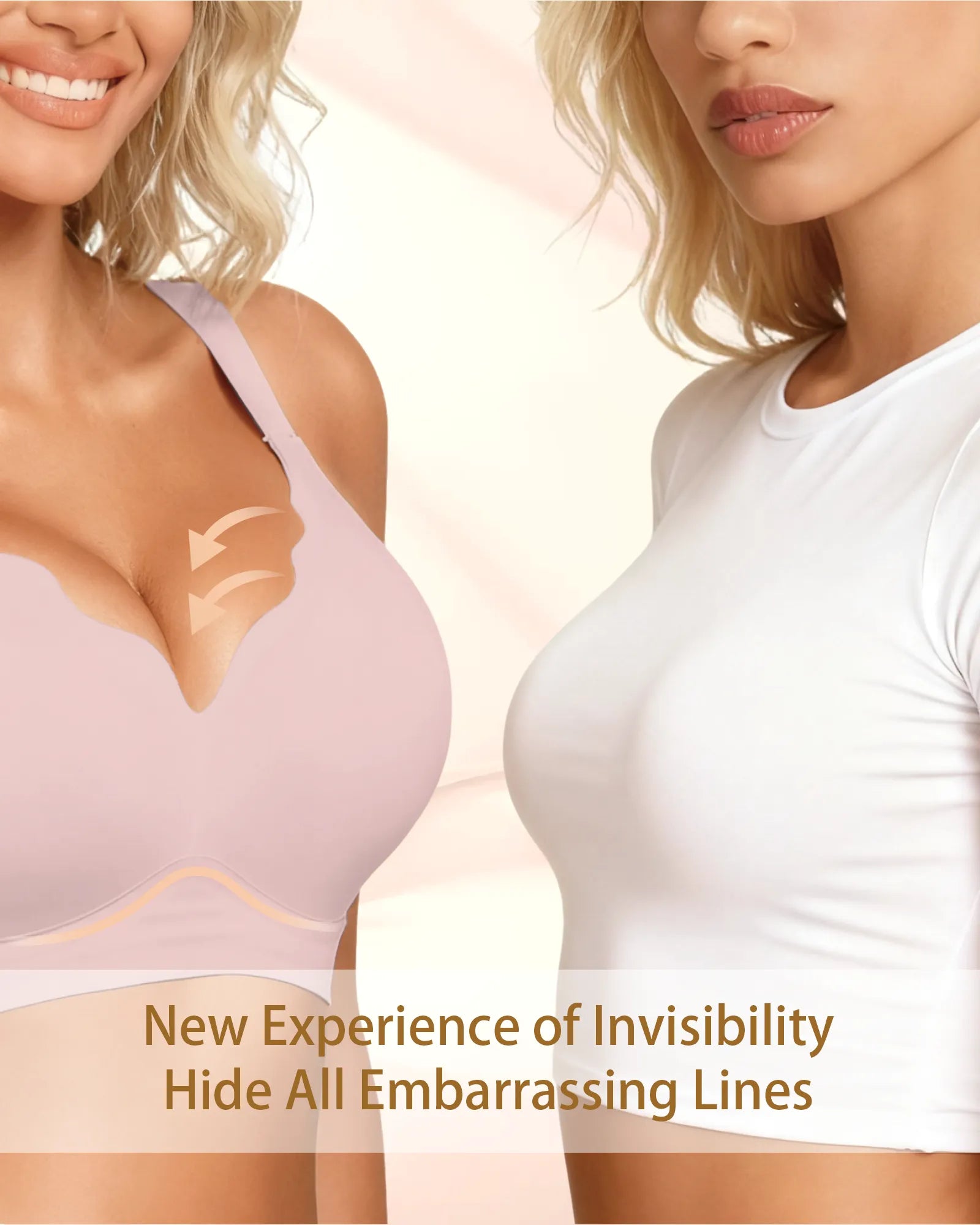 V Neck Scalloped Wireless Bra