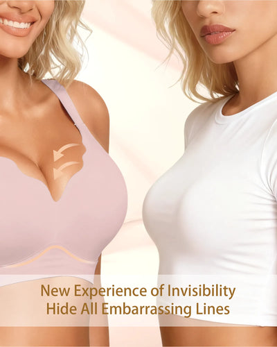 V Neck Scalloped Wireless Bra