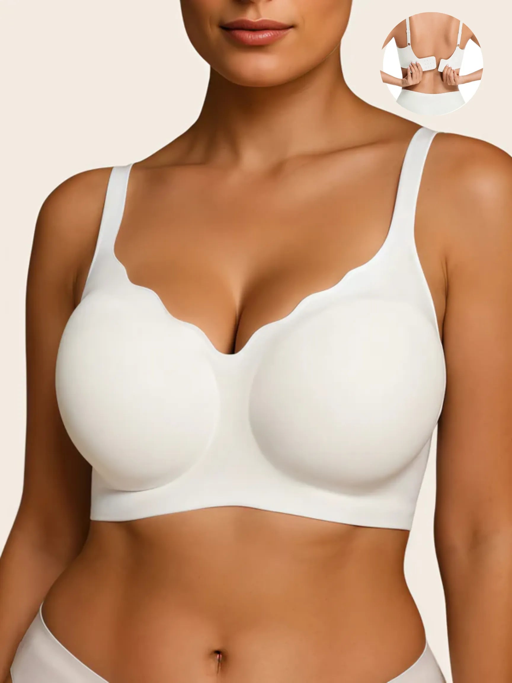 V Neck Scalloped Wireless Bra