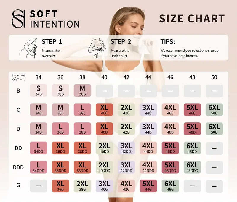 Jelly Wireless T-Shirt Bra Size Chart