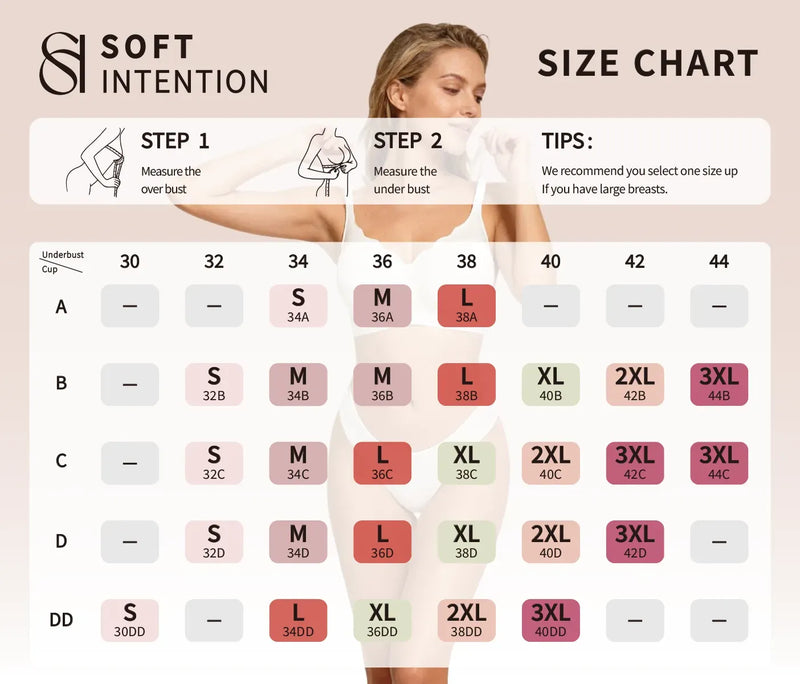 Wireless Full Coverage Everyday Comfortable Jelly Bra Size Chart