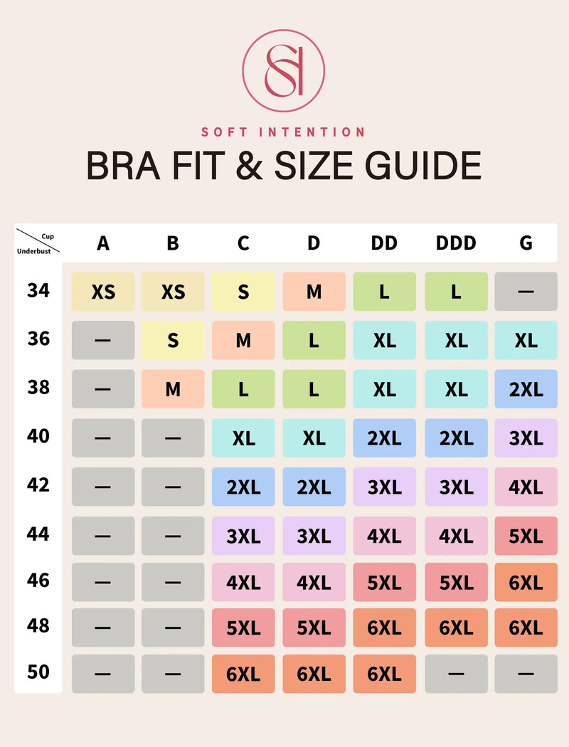 Plus Size Back Fat Smoothing T-Shirt Bra Size Chart
