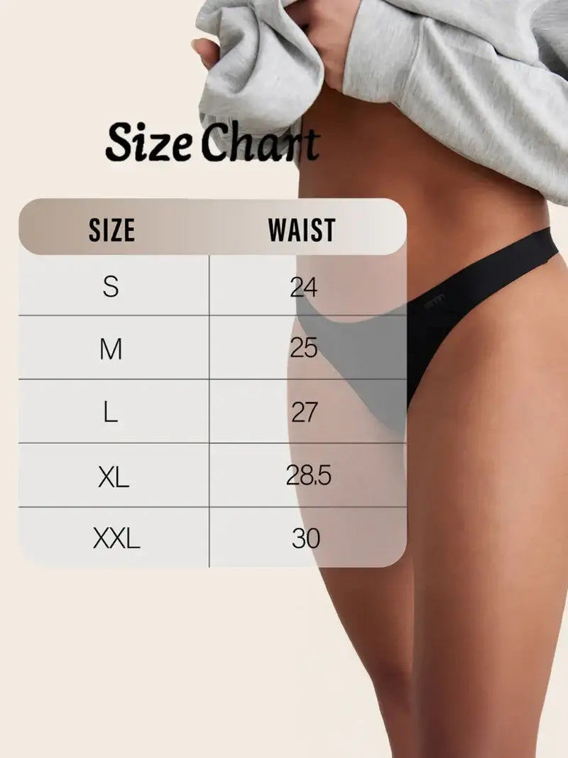 No Show Anti-Camel Toe Thong Size Chart
