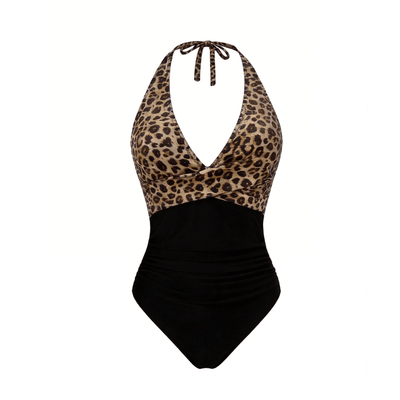 Crossfront Ruched V-Neck Tie-Back One-Piece Swimsuit