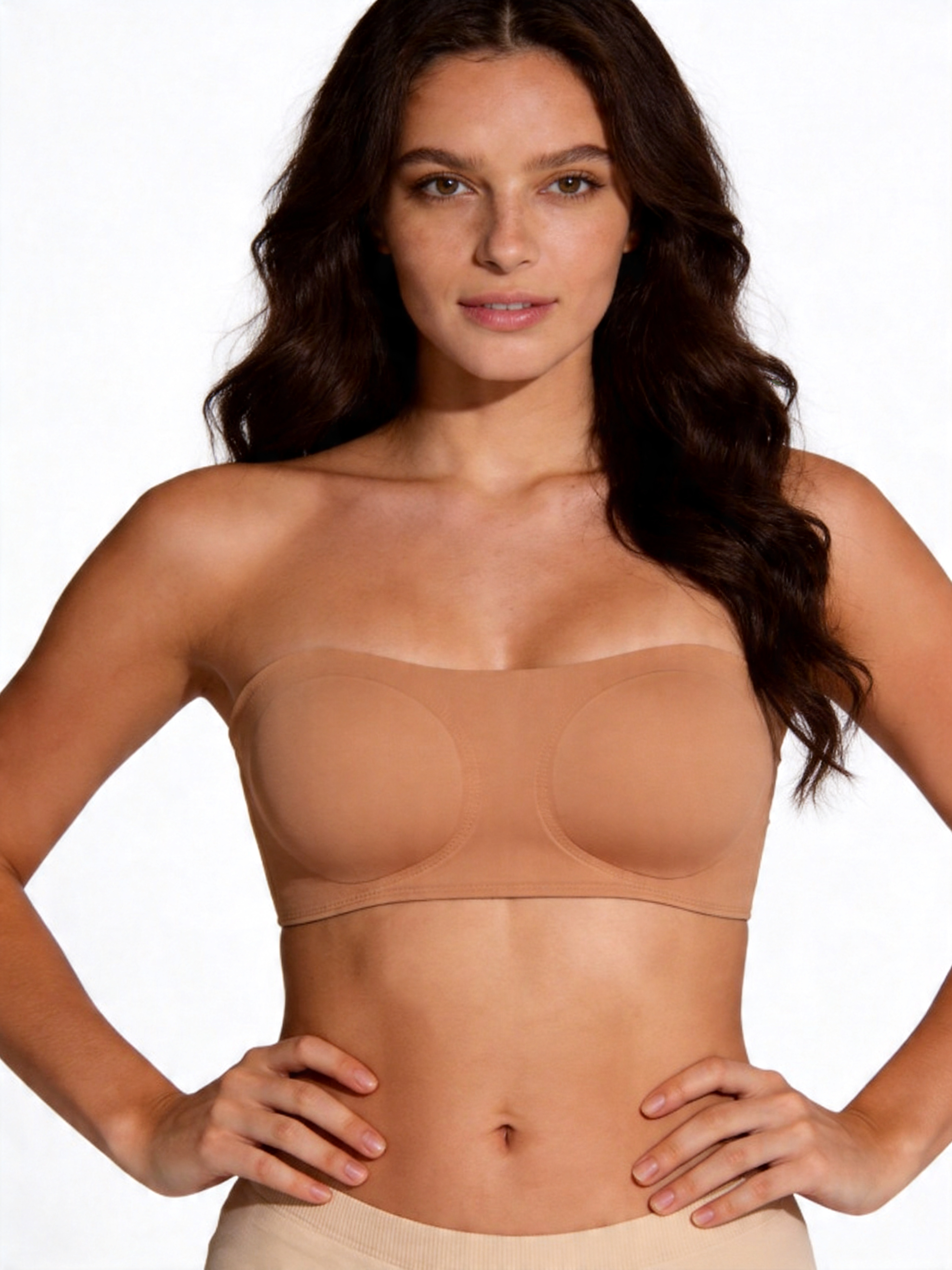 Seamless Strapless Bandeau with Anti Slip Crossover Support