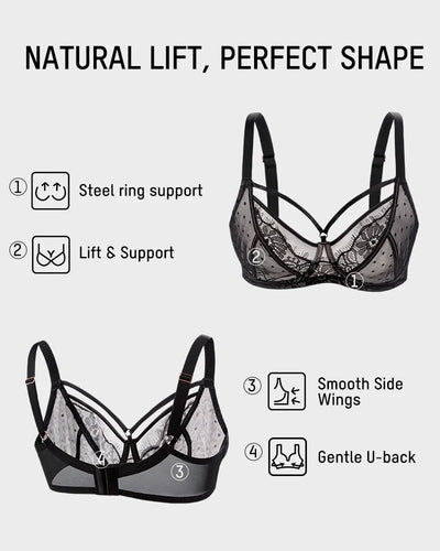 Natural Lifting Support Airy Lace Minimizer Bra
