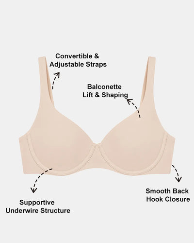 Seamless Underwire Effortless Shaping Lift Balconette Bra