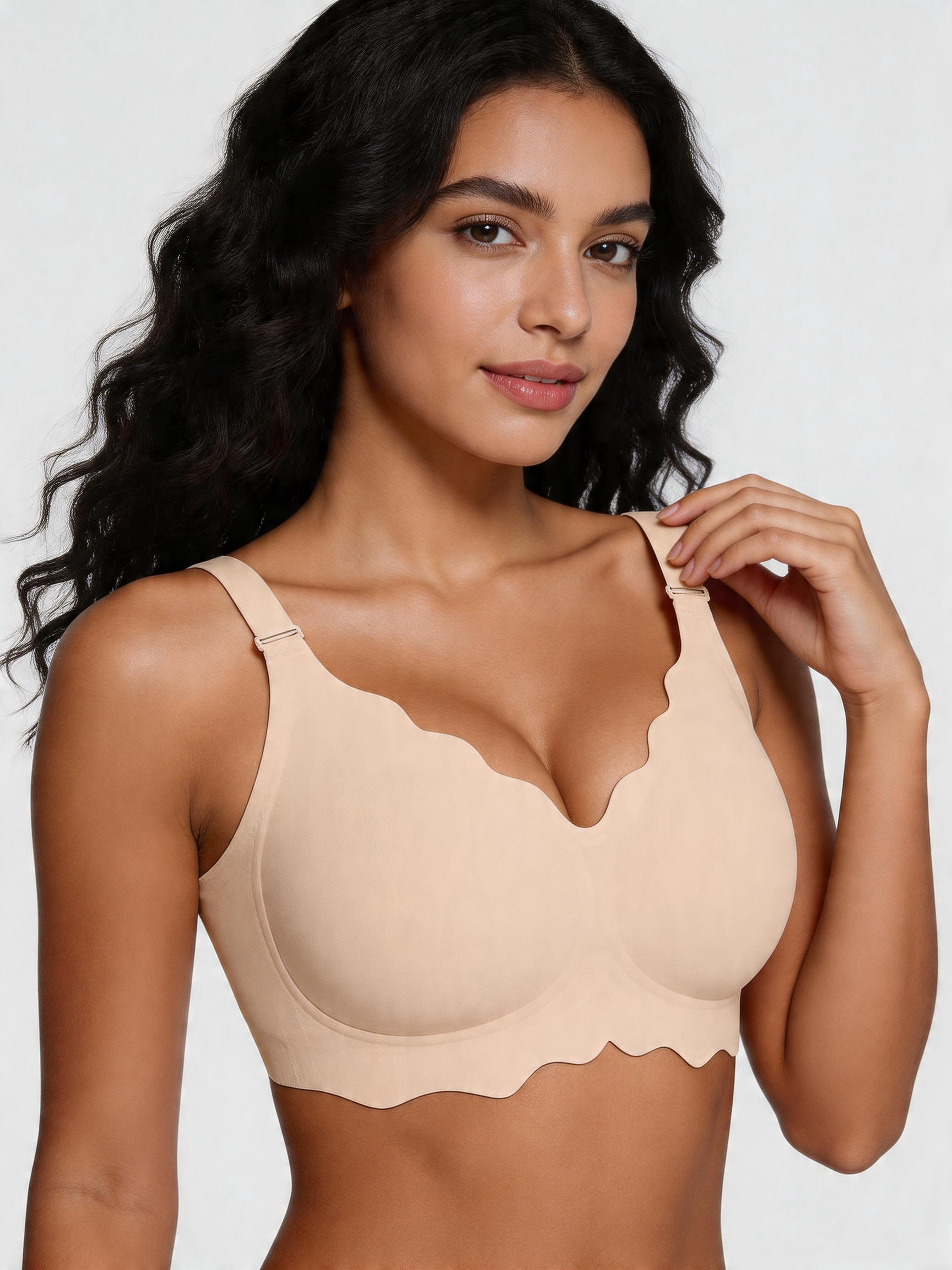 Seamless Scalloped Jelly Bra with Back Smoothing Support