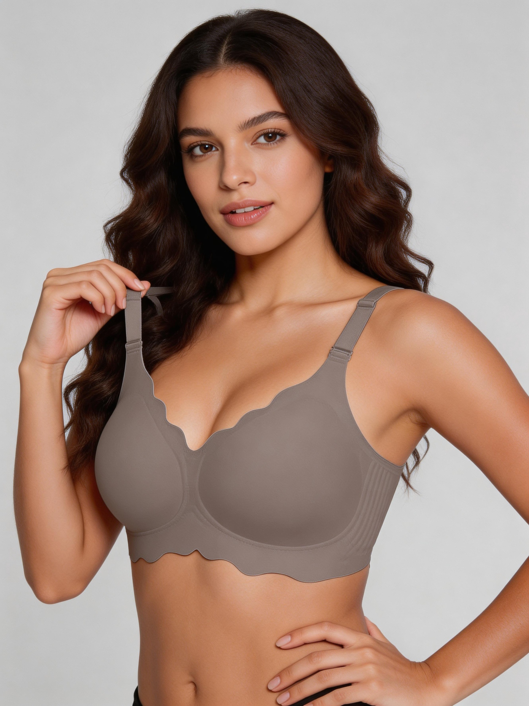Scalloped Seamless Back Smoothing Support Jelly Bra