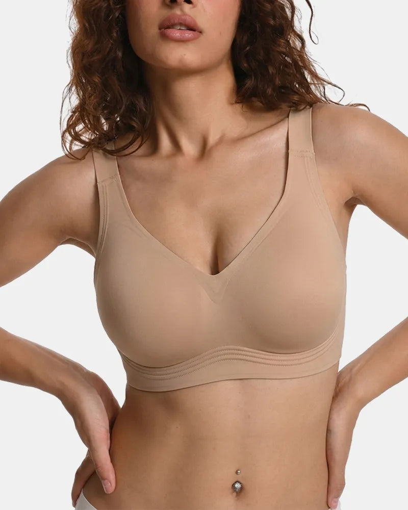Wireless Full Coverage Seamless W-Shaped Jelly Strap Bra