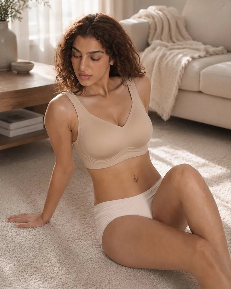 Wireless Full Coverage Seamless W-Shaped Jelly Strap Bra